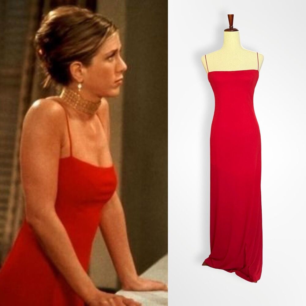 Laundry by Shelli Segal, Rachel Green's Red Strappy Keyhole Y2K Dress Gown, 6